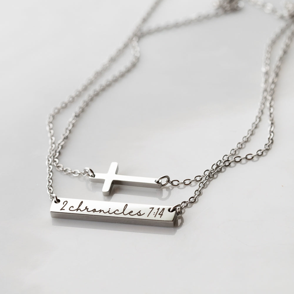 2 Chronicles 7:14 Bar Necklace