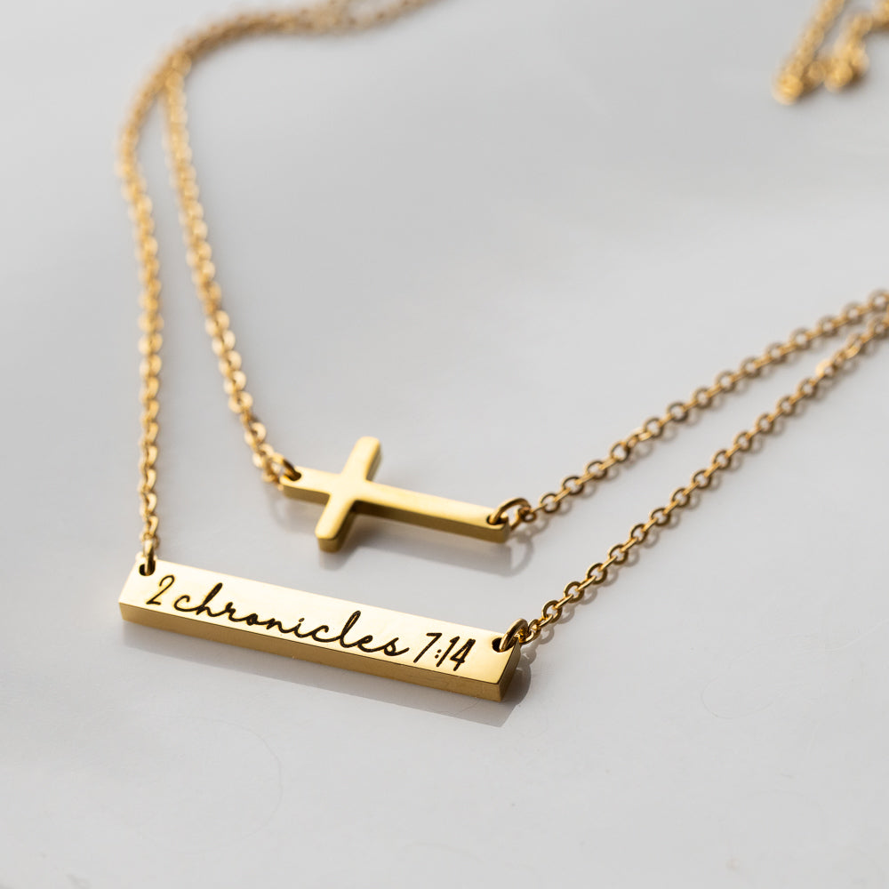 2 Chronicles 7:14 Bar Necklace