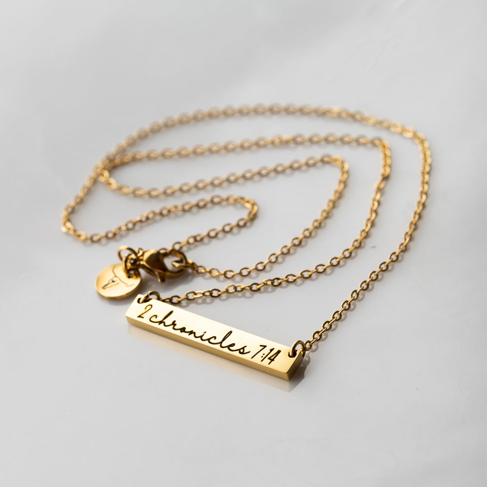 2 Chronicles 7:14 Bar Necklace