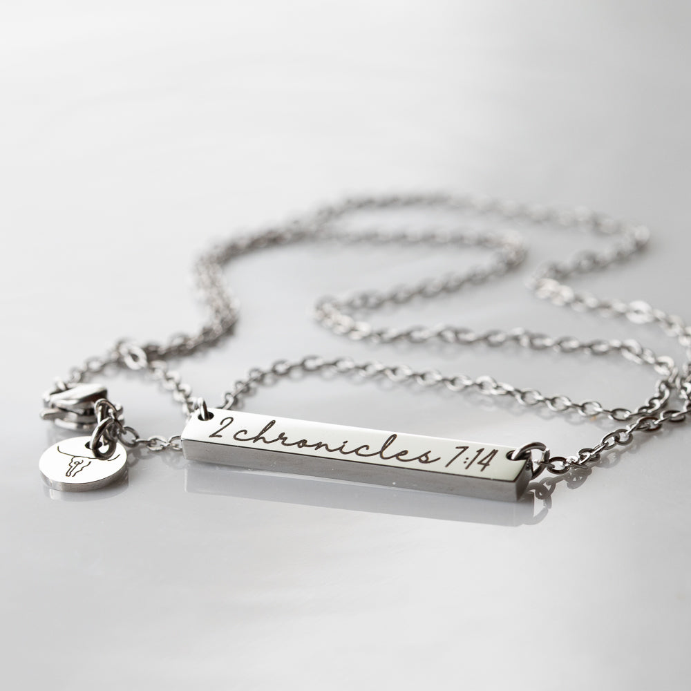 2 Chronicles 7:14 Bar Necklace