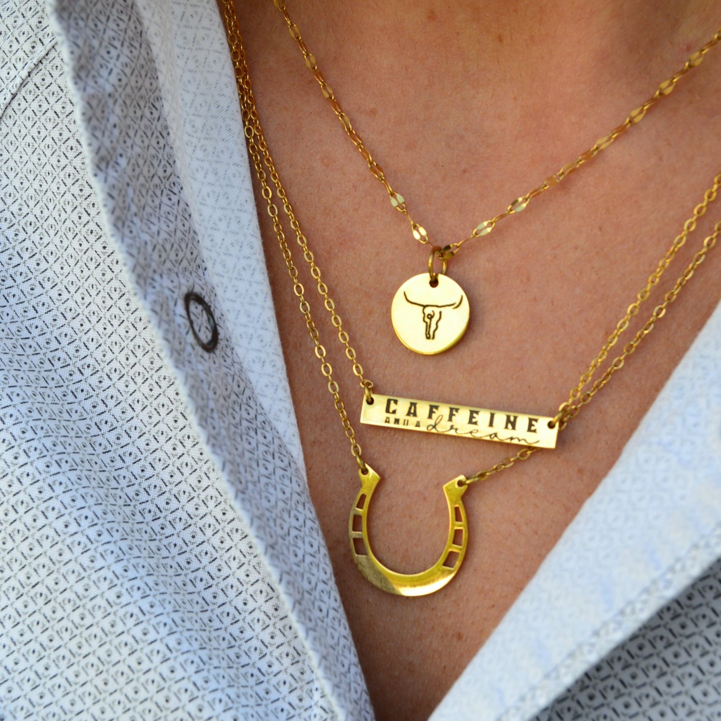 'Caffeine and a Dream' Layered Necklace Stack