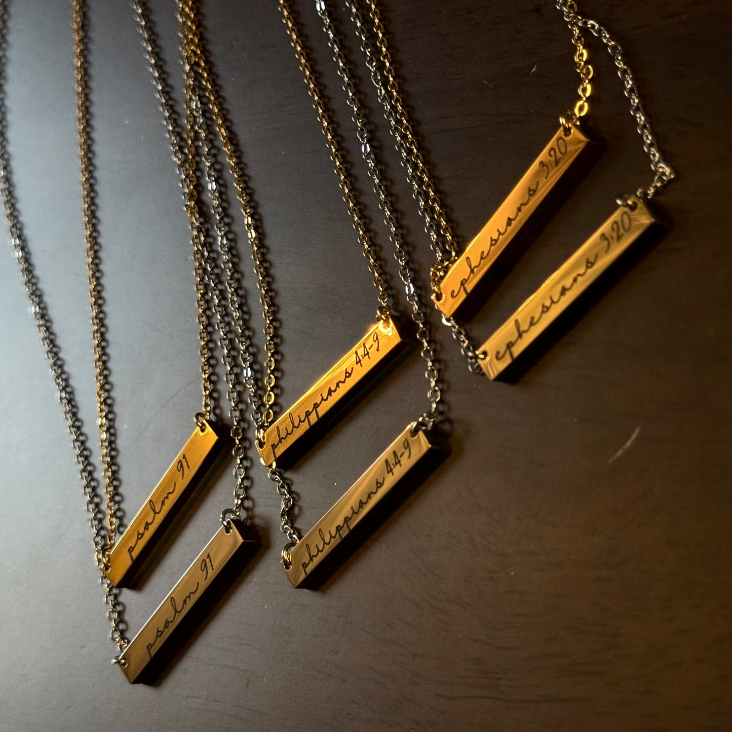Philippians 4:4-9 Bar Necklace
