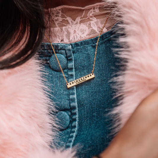 Rhinestone Ranchy Bar Necklace