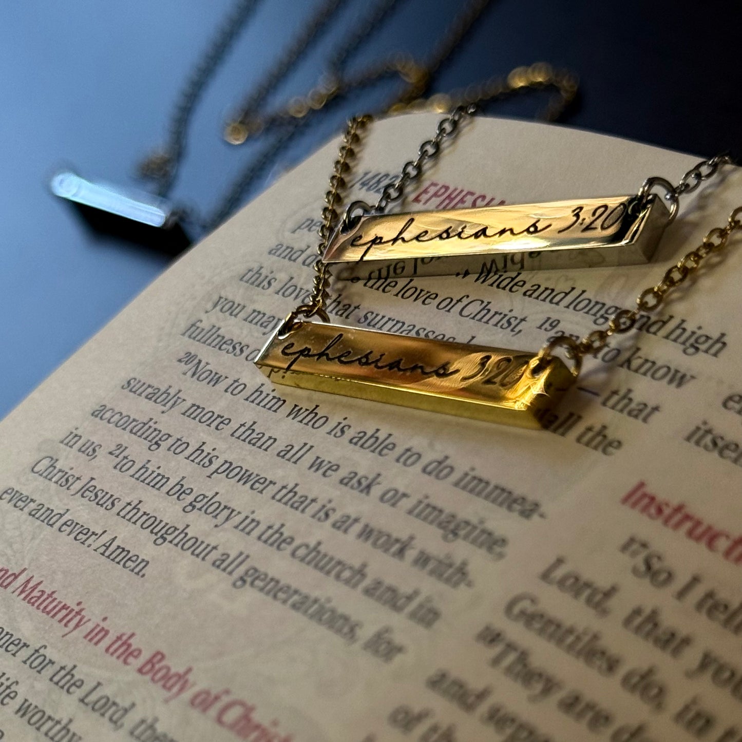 Ephesians 3:20 Bar Necklace