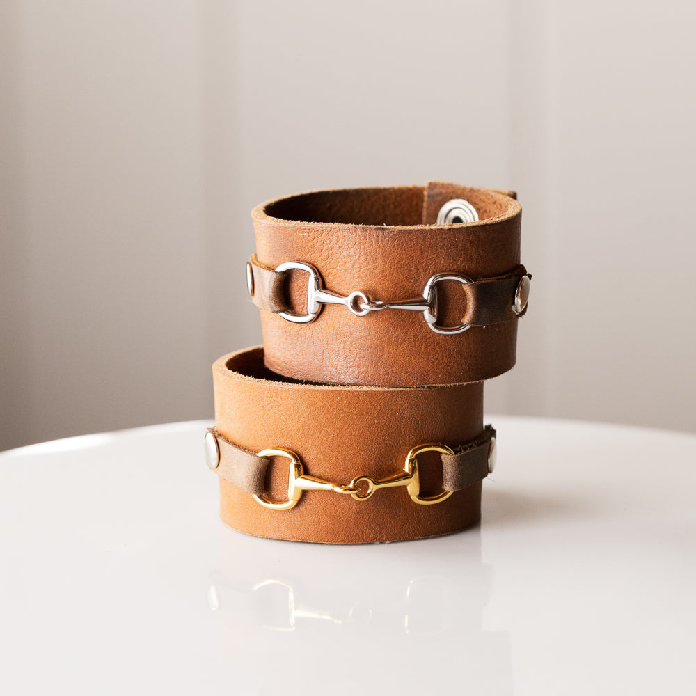 Snaffle Bit Saddle Leather Bracelet