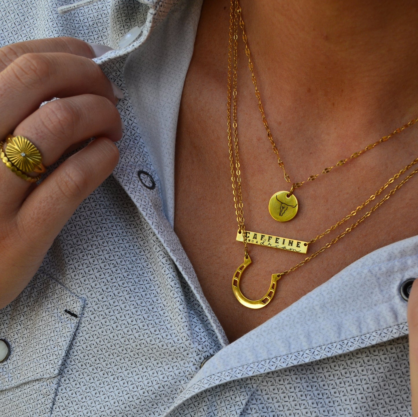 'Caffeine and a Dream' Bar Necklace