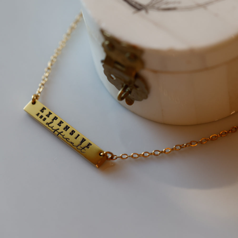 "Expensive and Difficult" Bar Necklace