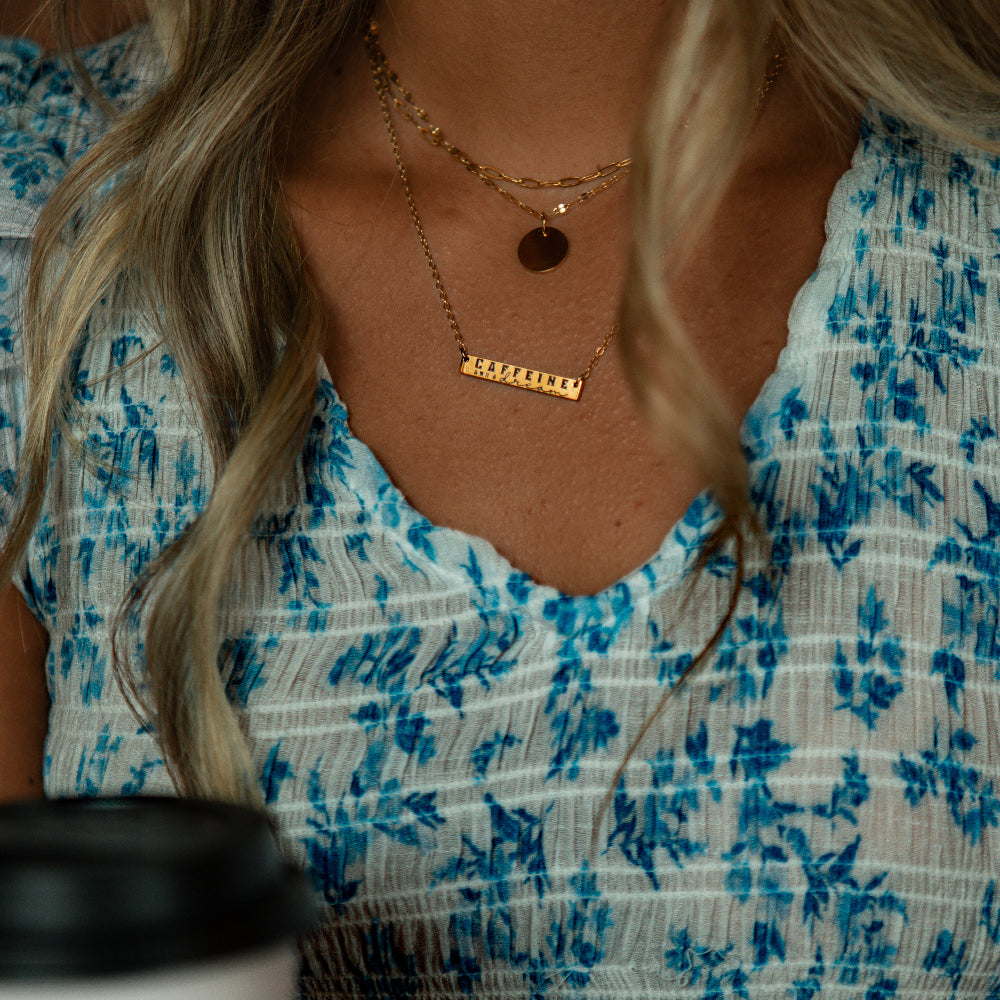 'Caffeine and a Dream' Bar Necklace