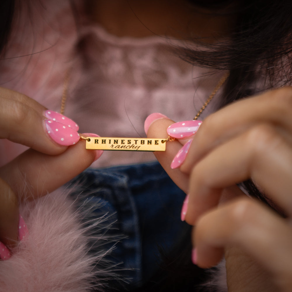 Rhinestone Ranchy Bar Necklace