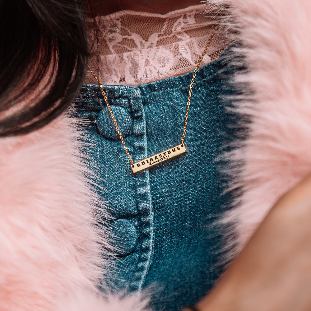 Rhinestone Ranchy Bar Necklace