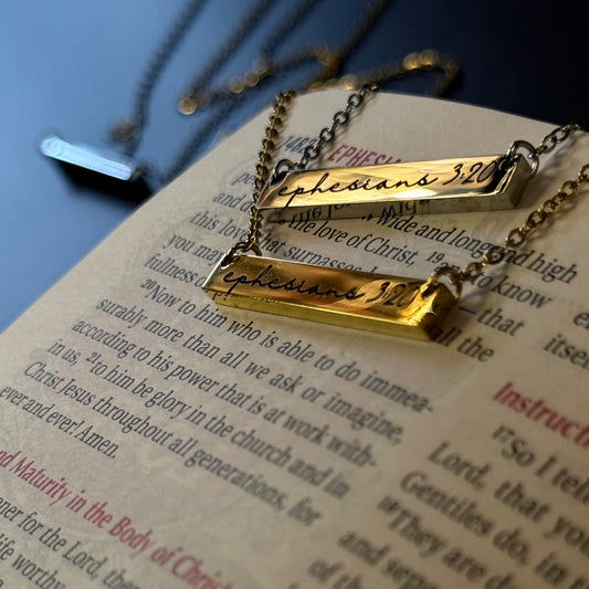 Ephesians 3:20 Bar Necklace