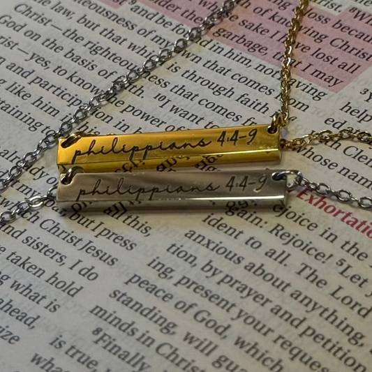 Philippians 4:4-9 Bar Necklace