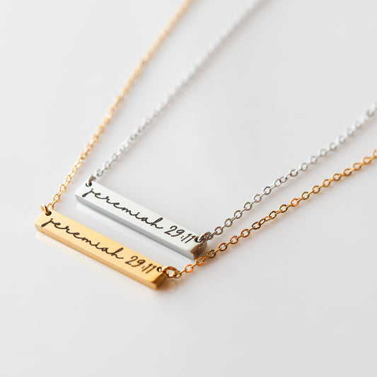 Jeremiah 29:11 Bar Necklace