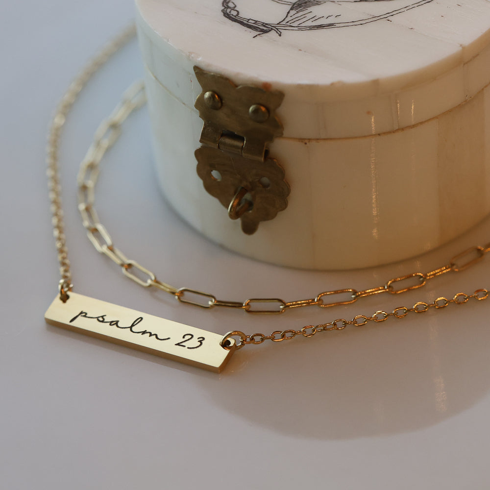 Psalm 23 Bar Necklace (Princess Size)
