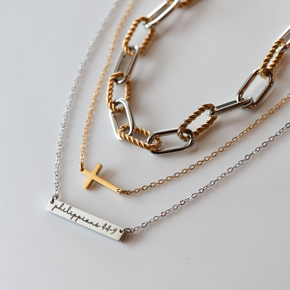 Philippians 4:4-9 Bar Necklace