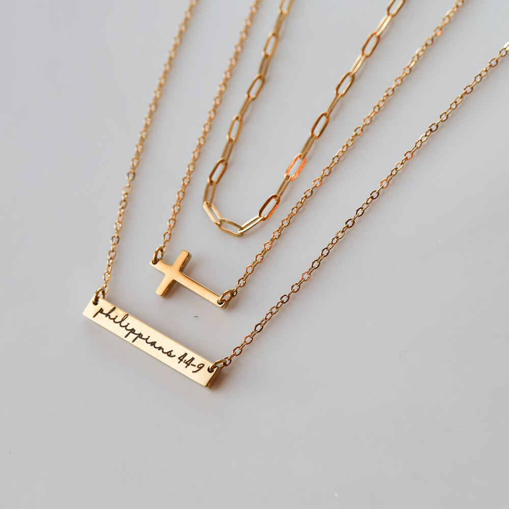 Philippians 4:4-9 Bar Necklace