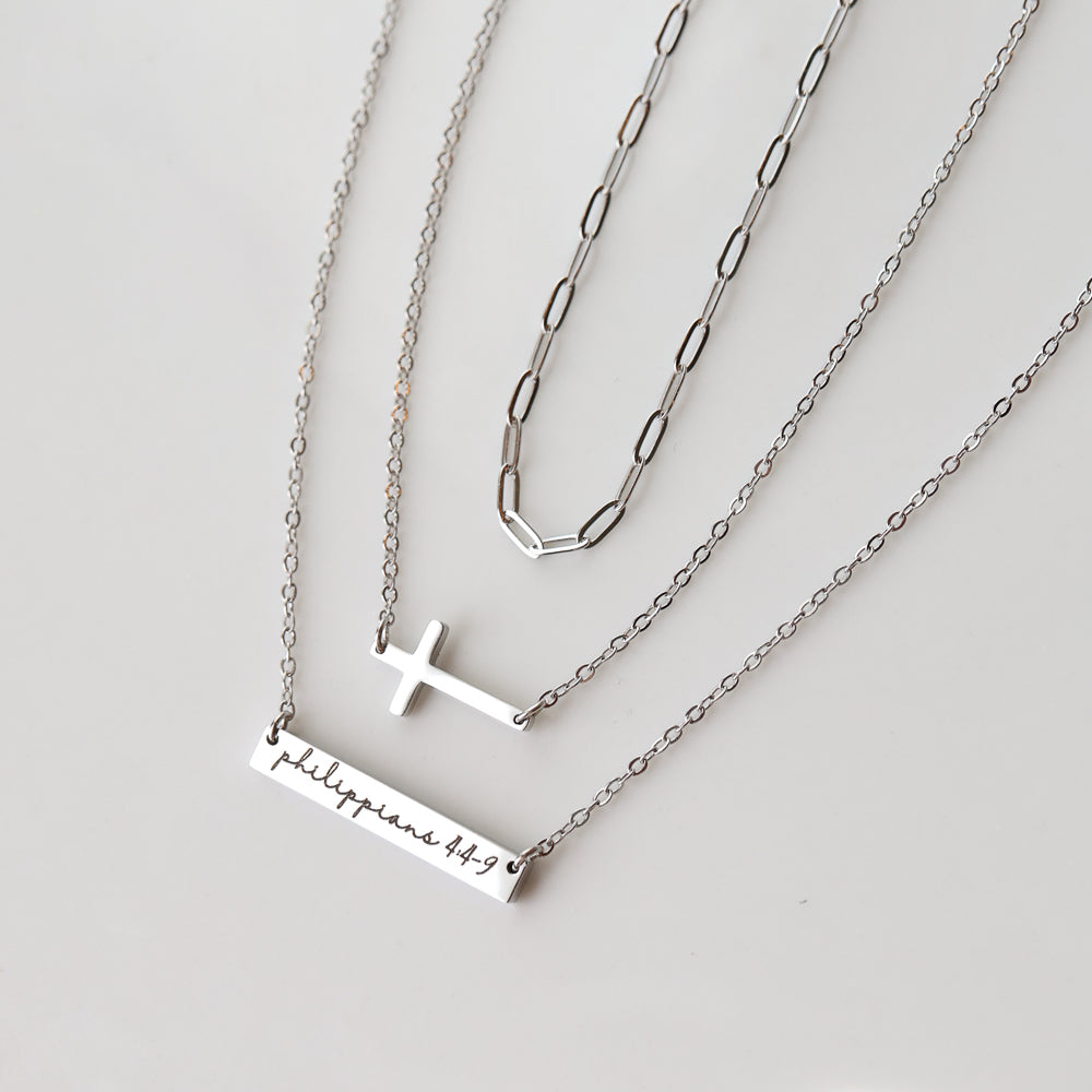 Philippians 4:4-9 Bar Necklace
