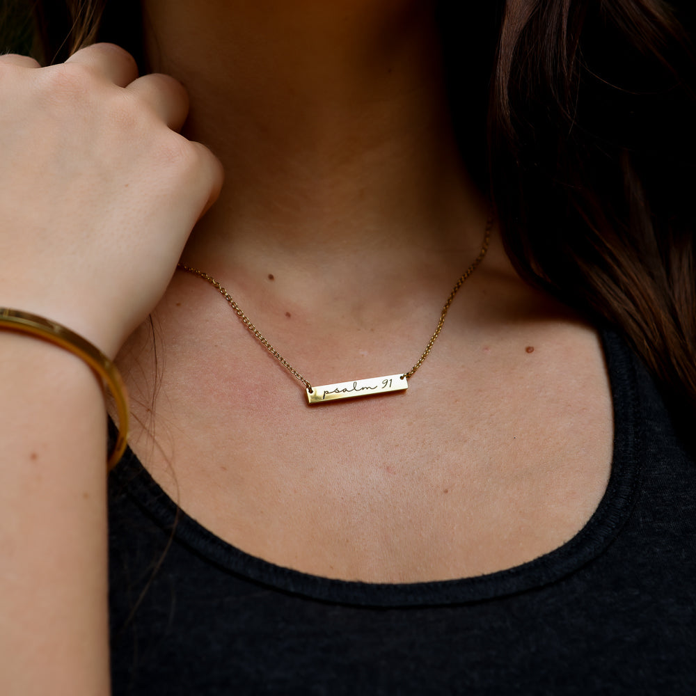 Psalm 91 Bar Necklace