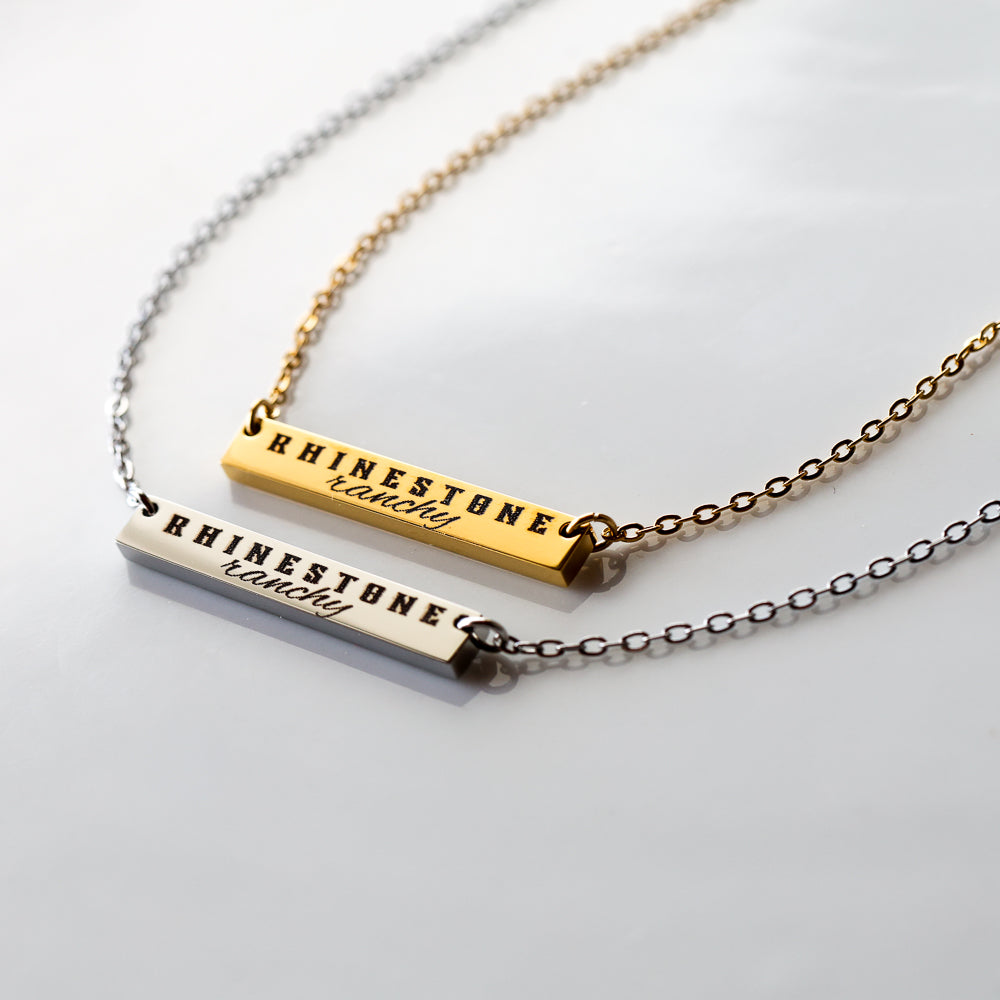 Rhinestone Ranchy Bar Necklace