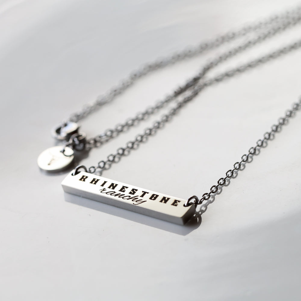 Rhinestone Ranchy Bar Necklace