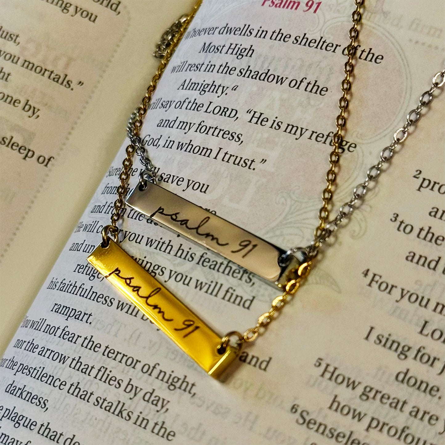 Psalm 91 Bar Necklace